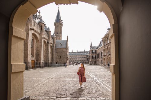 Woman walking in Den Haag, Netherlands